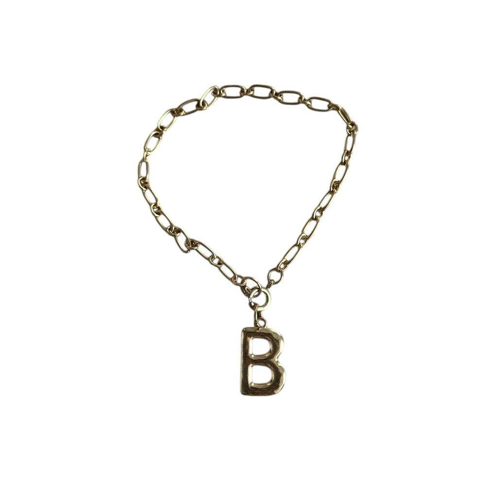 Gold Initial 'B' Charm Bracelet